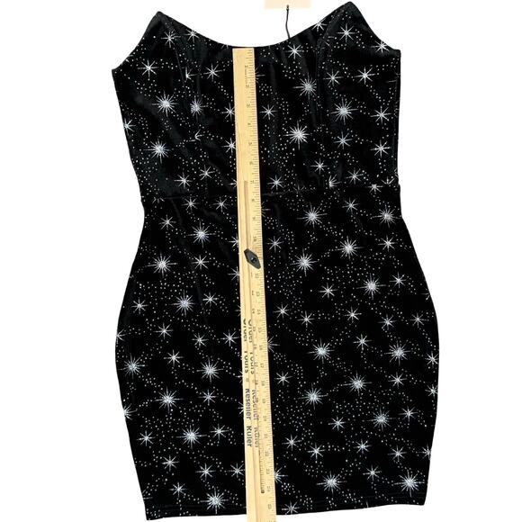 Superdown Black Silver Atomic Star Velvet Metallic Strapless Dress Sz M NEW Tags - Picture 6 of 10